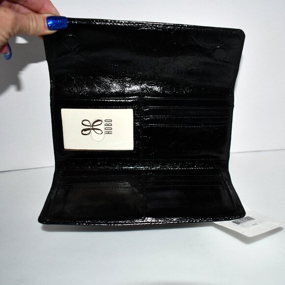 HOBO Vintage Hide Collection Jill Large Trifold Wallet in Black #VI-32473 NWT - Picture 1 of 4